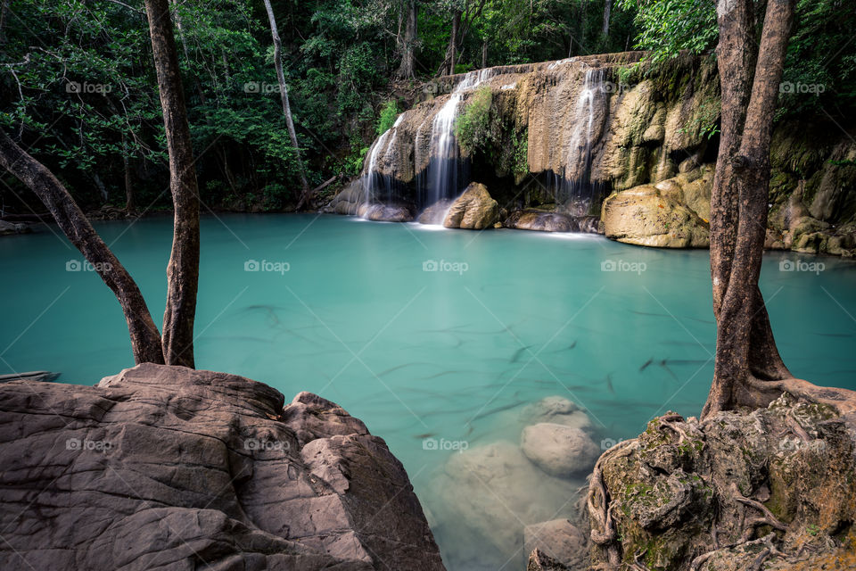 Waterfall in Kanchanaburi Thailand 