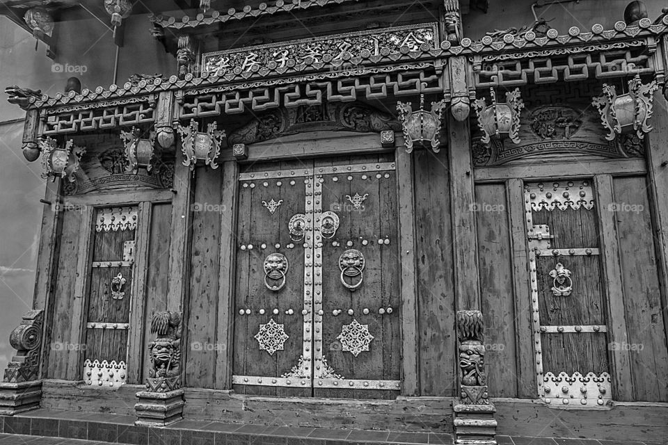 High angle view of doorway