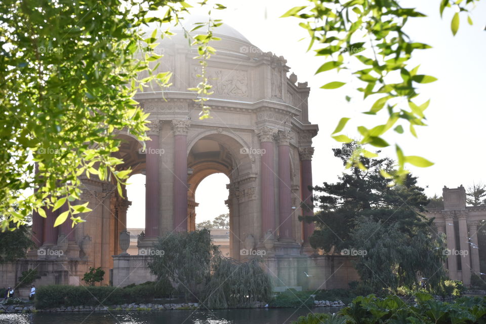 In San Francisco, trying to capture light with Gree-styled Palace of Fine Arts in the background.