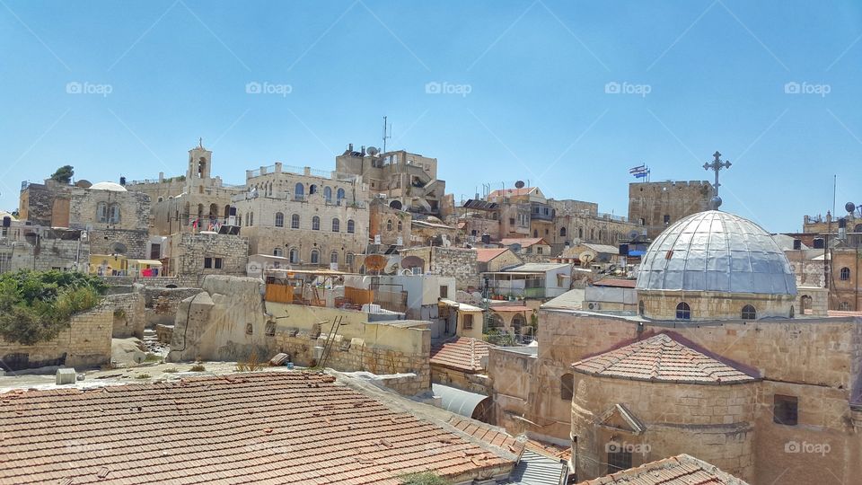 old jerusalen. top view of domésticos and house in jerusalen