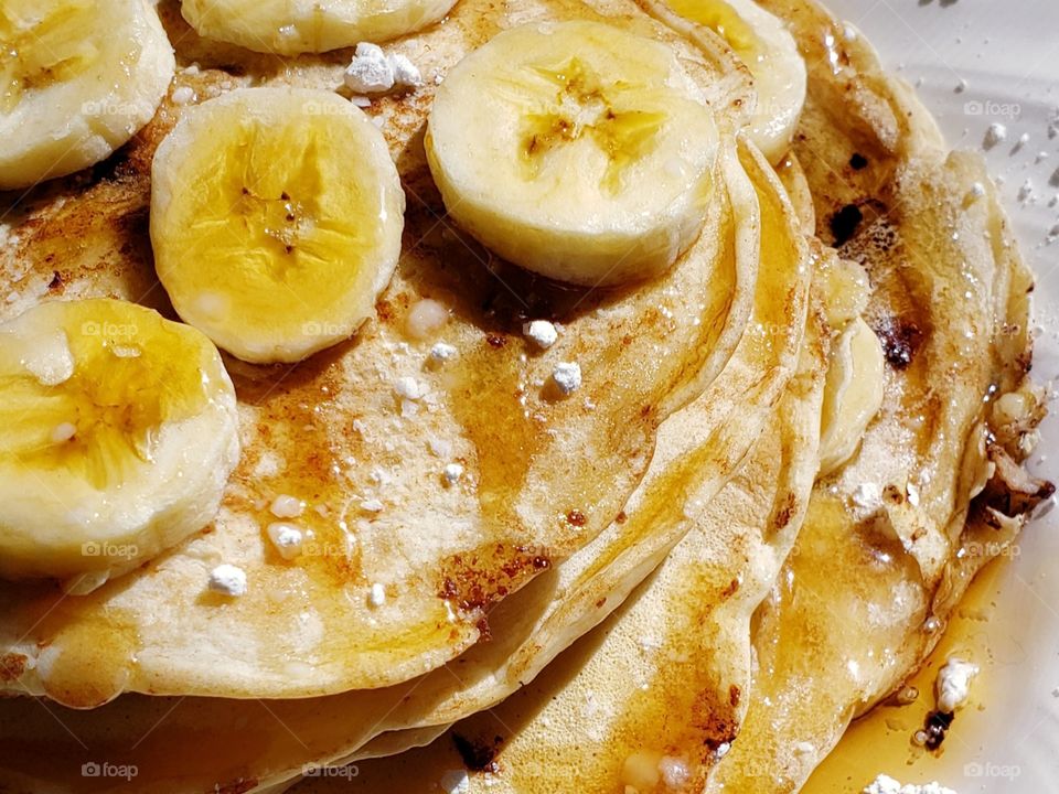 Pancake breakfast with bananas
