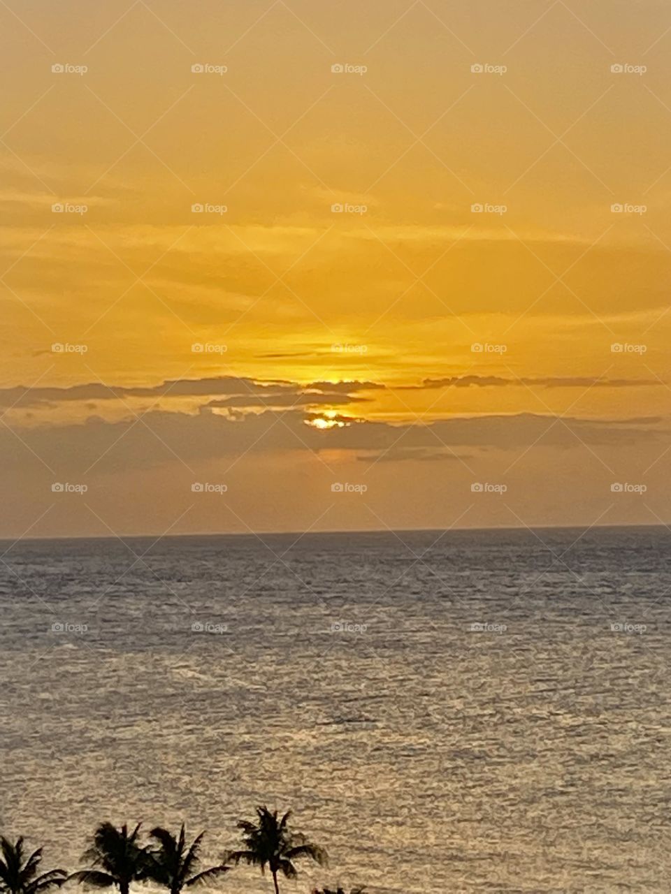 Sunset over the Caribbean Sea from Runaway Bay Jamaica 