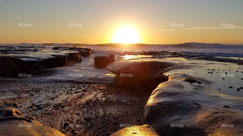 View of beach during sunset