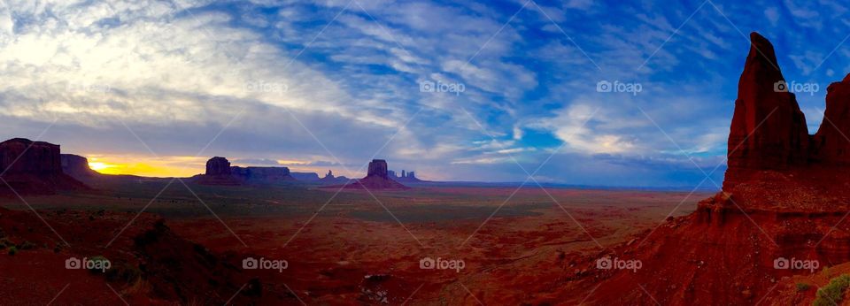 Panoraic view of monument valley