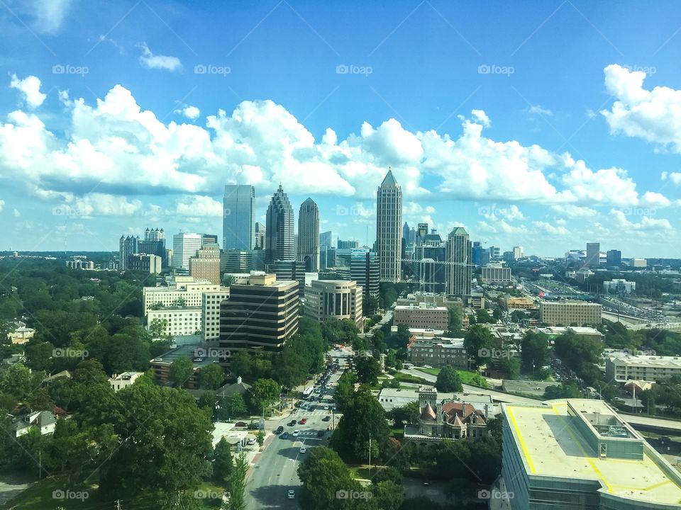 Beautiful hot summer day over the Atlanta skyline 