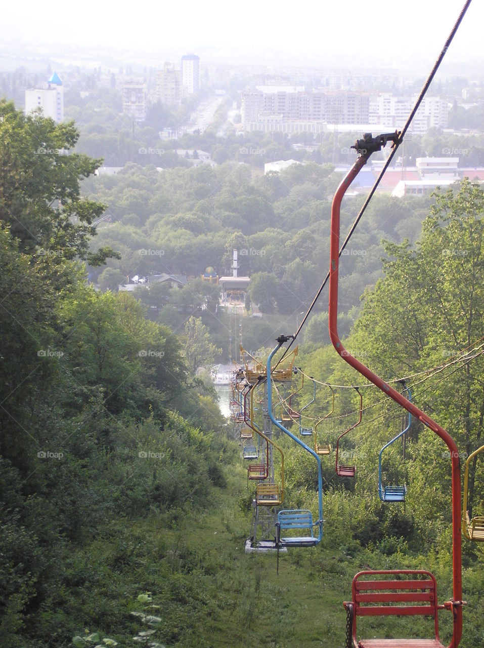Cable way to the mountain Kizilovka in the resort zone of Nalchik.