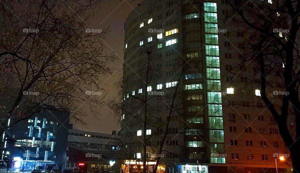 beautiful night windows light street view