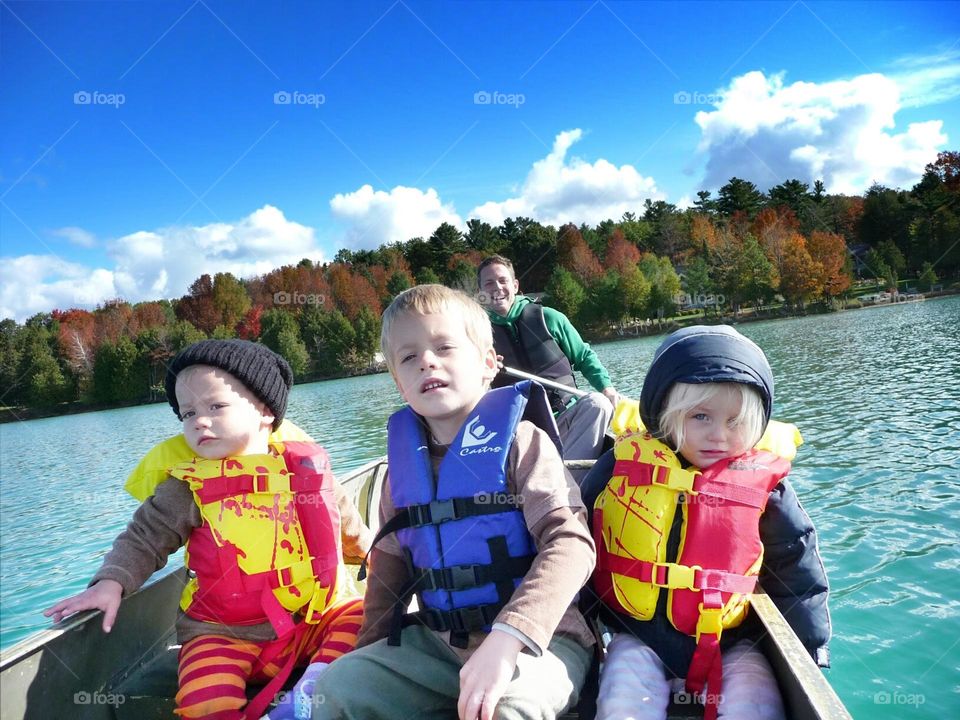 out on the lake with the kids...