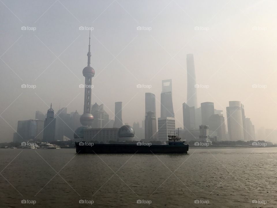 Cloudy Shanghai skyline 