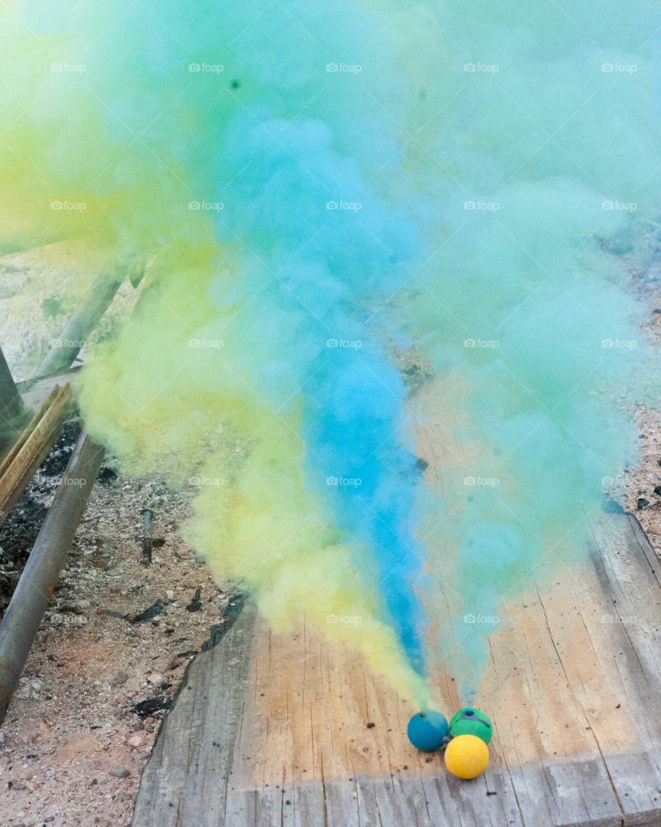 colored smoke. smoke bomb