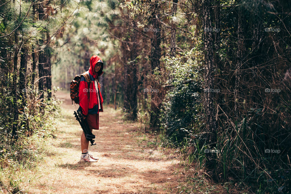 Photographer Man in the forest 