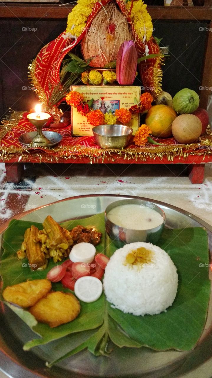 Local coconut worship/puja at home in india