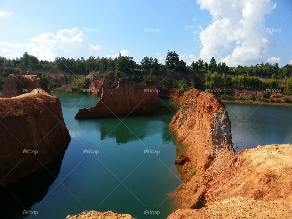 Rock formation in sea
