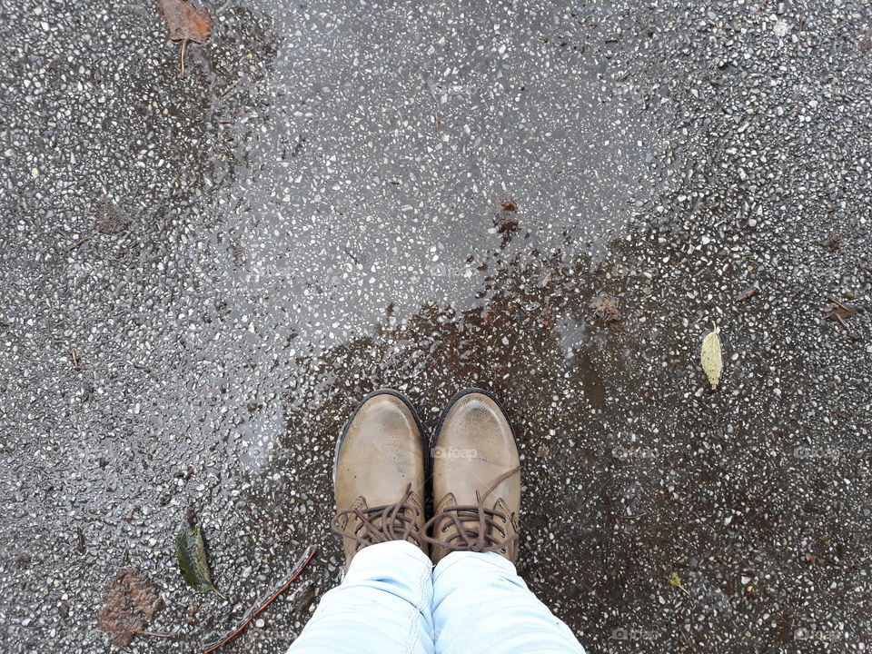 Feet on rainy day