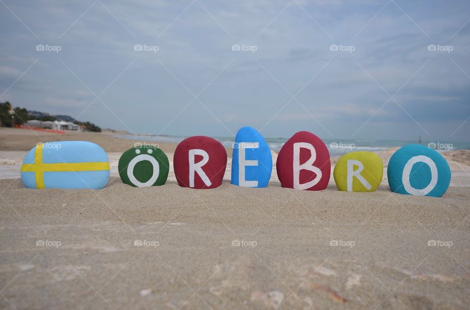 Örebro, Sweden, souvenir on colourful stones