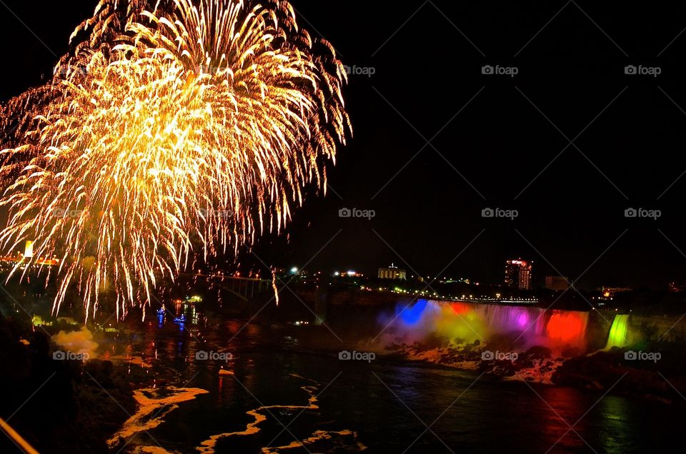 Fireworks over the falls