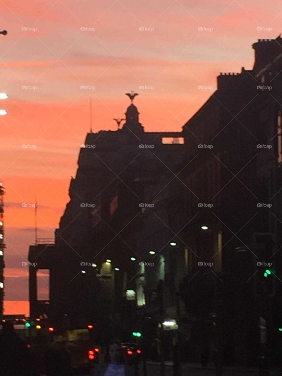 Sun set over Liverpools Liver Building