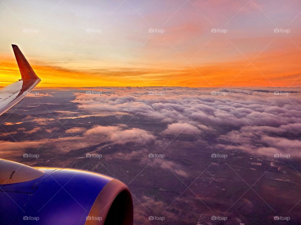 Beautiful sunrise at 30,000 feet over Colorado