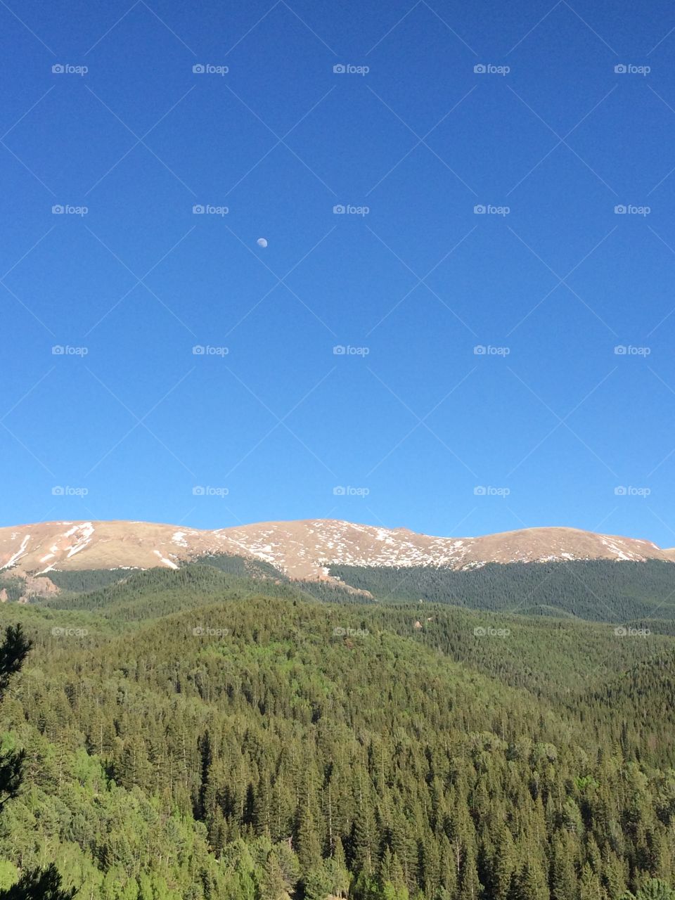Mountains under the Daytime Moon
