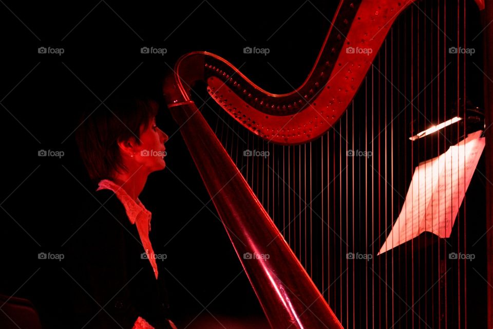 A woman and a harp