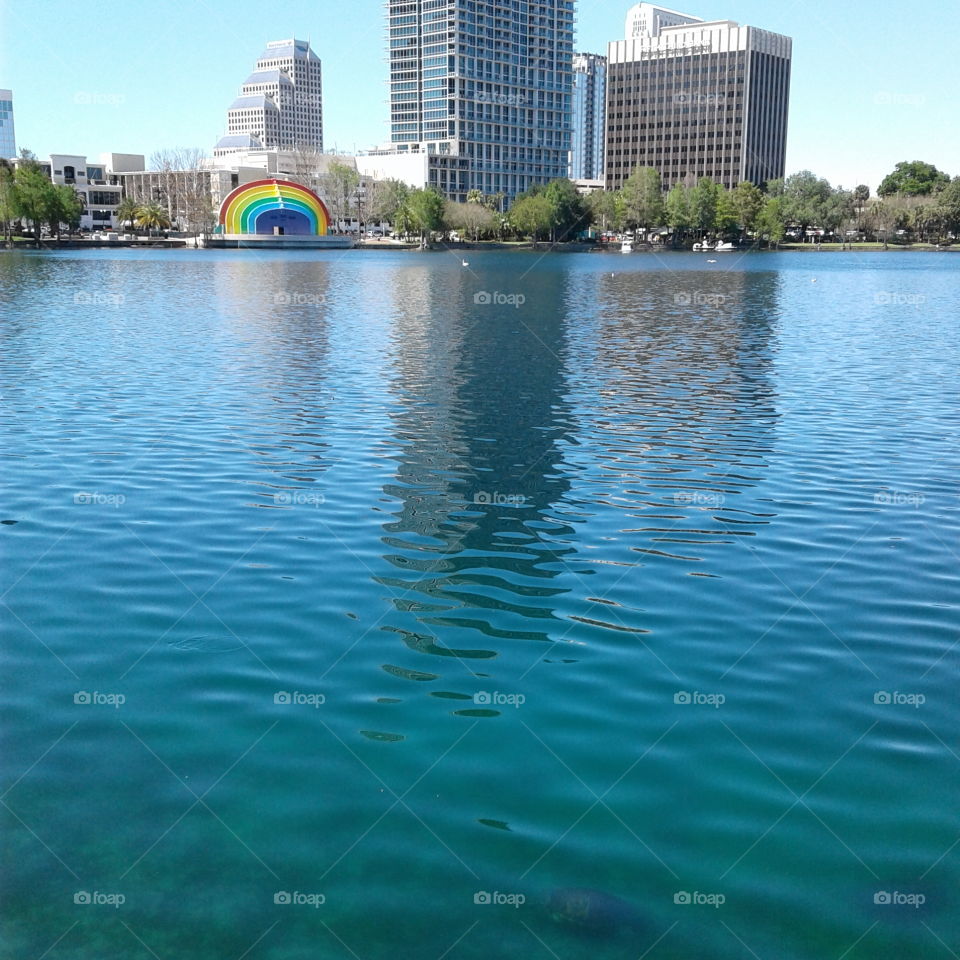 Lake Eola with Rainbow Bandshell