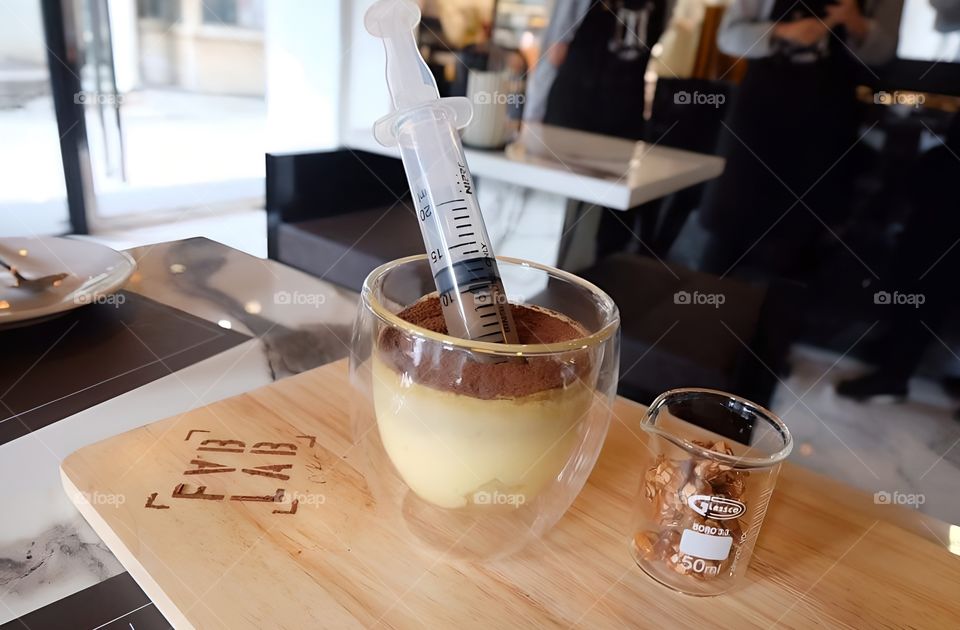 milk with shot of coffee lab