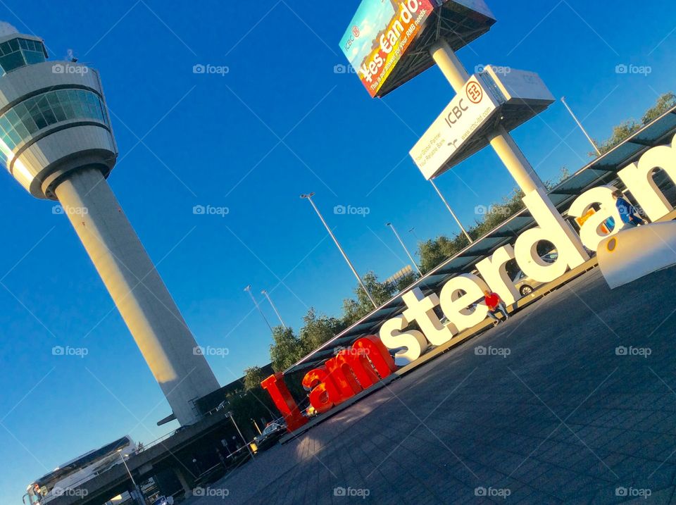 I AMsterdam  sign outside of Schiphol airport in the Netherlands 