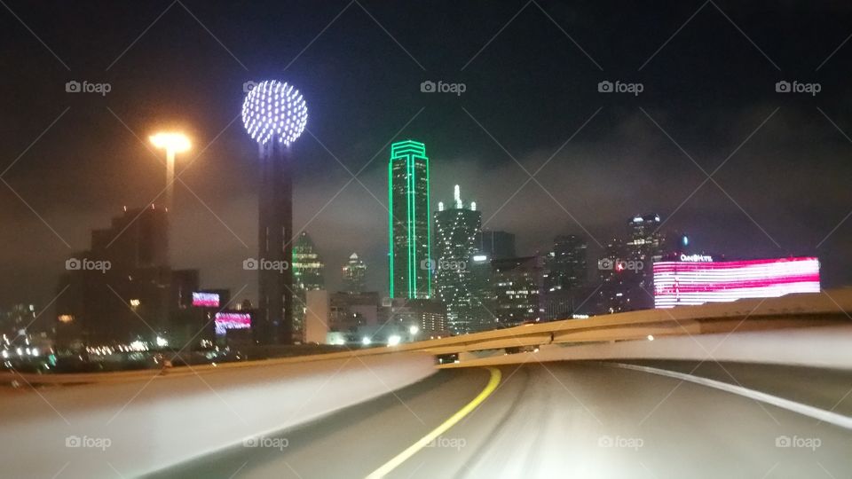 Dallas Texas Skyline Reunion Tower and Omni