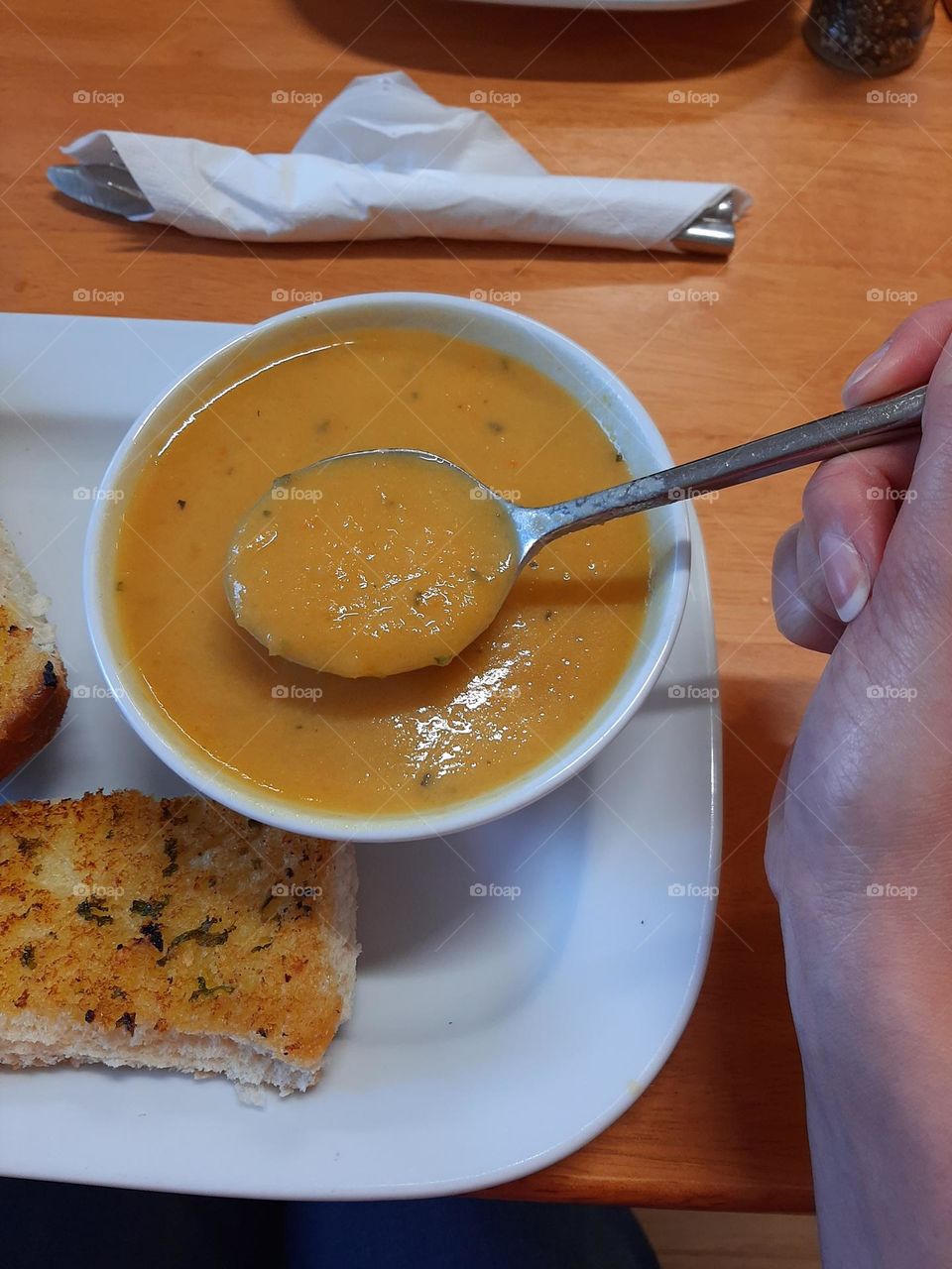Eating soup