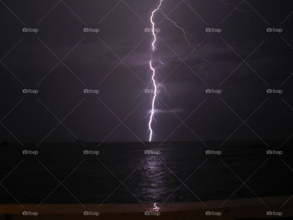 Lightning over the ocean in St Lucia. 