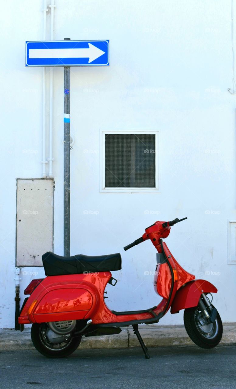 Red Vespa bike