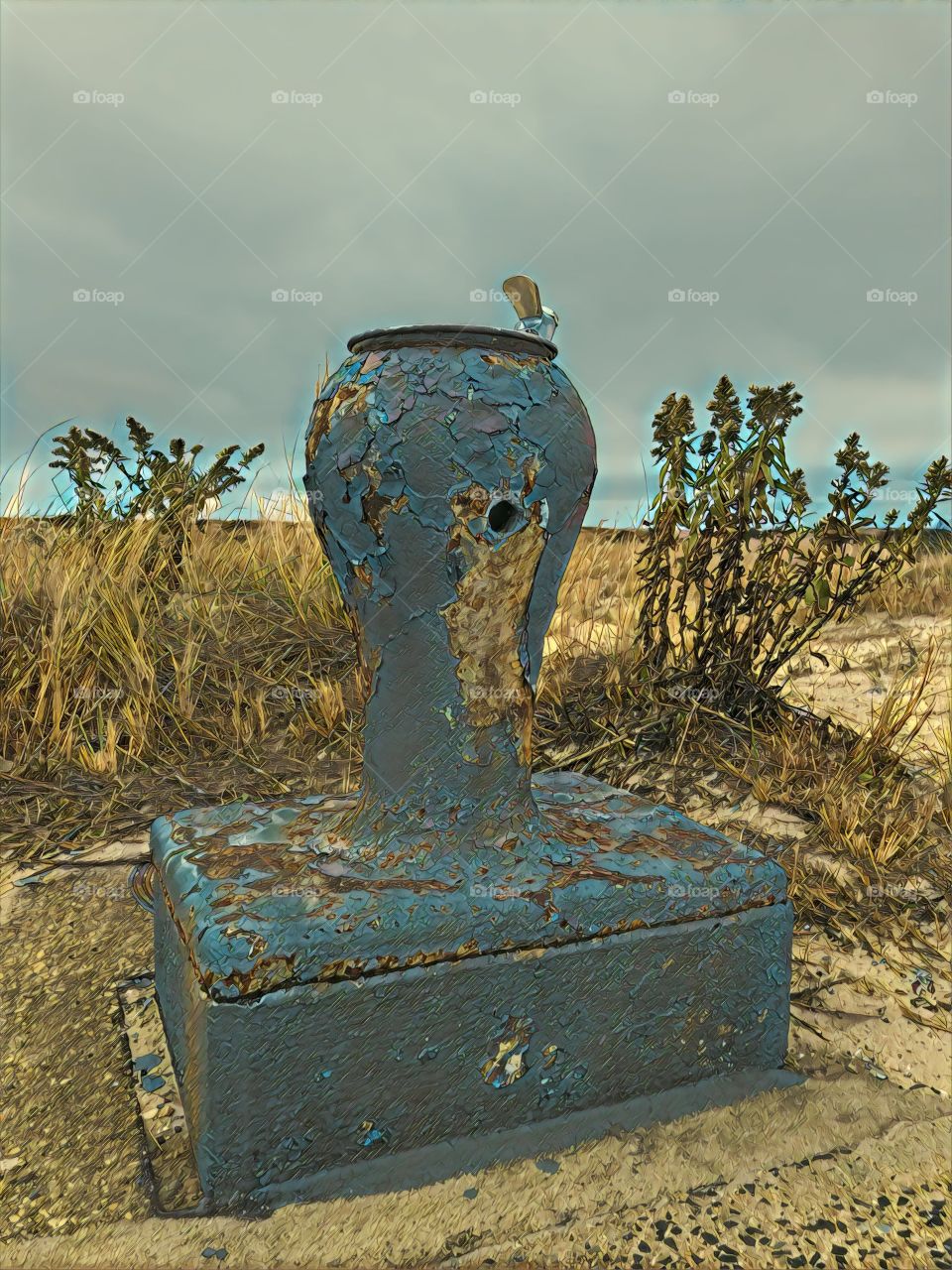 Old Water Fountain At Jones Beach State Park, Long Island New York