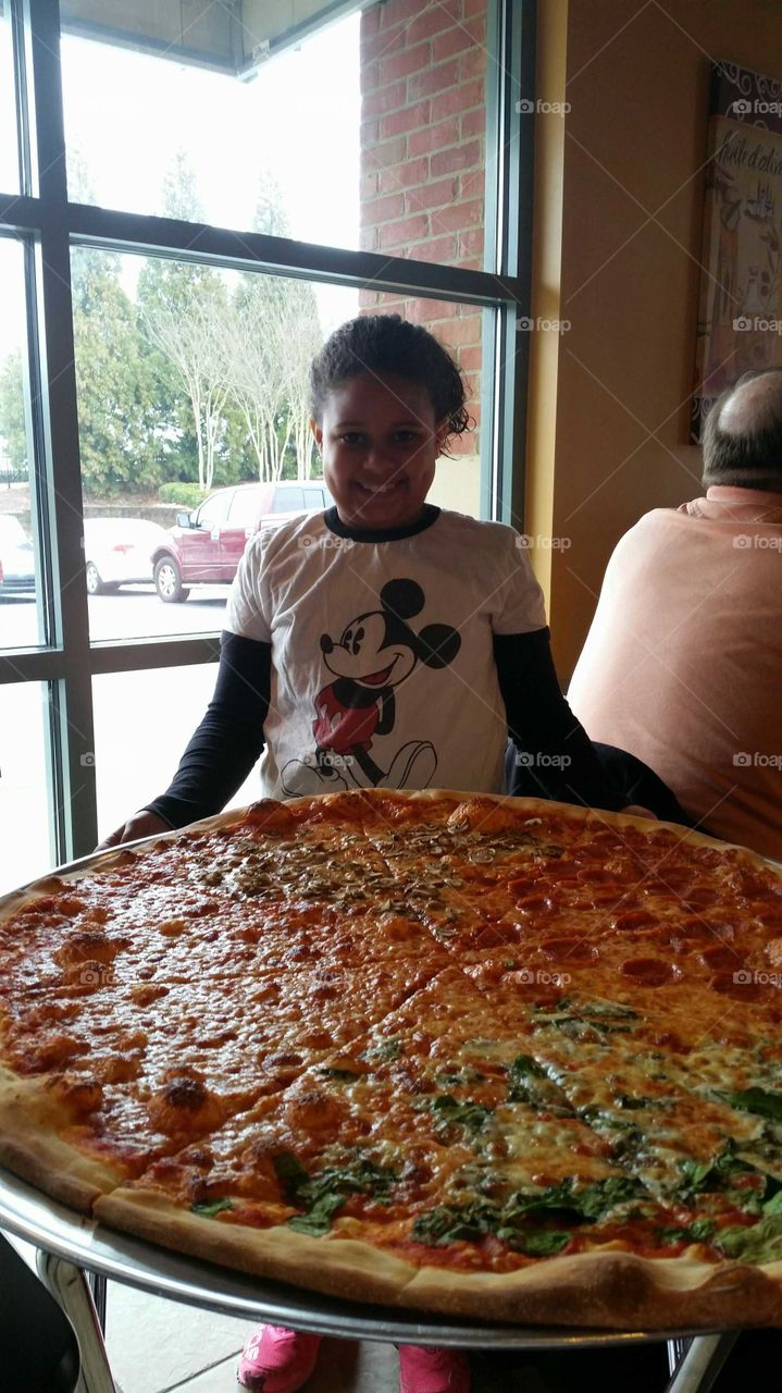 The 30" Pizza. Trying out a local pizza place that had a signature 30" pizza.  We shared among 6 people.