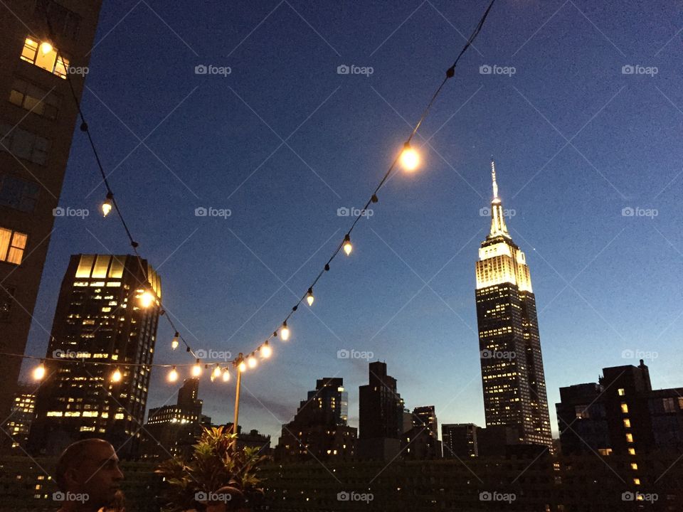 NYC rooftop. Summer rooftop evening