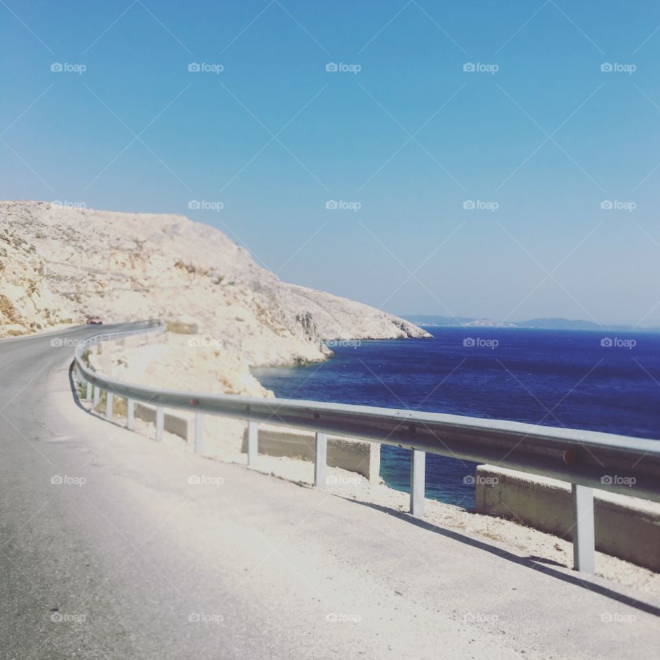 Scenic cliff drive, blue waters, road trip