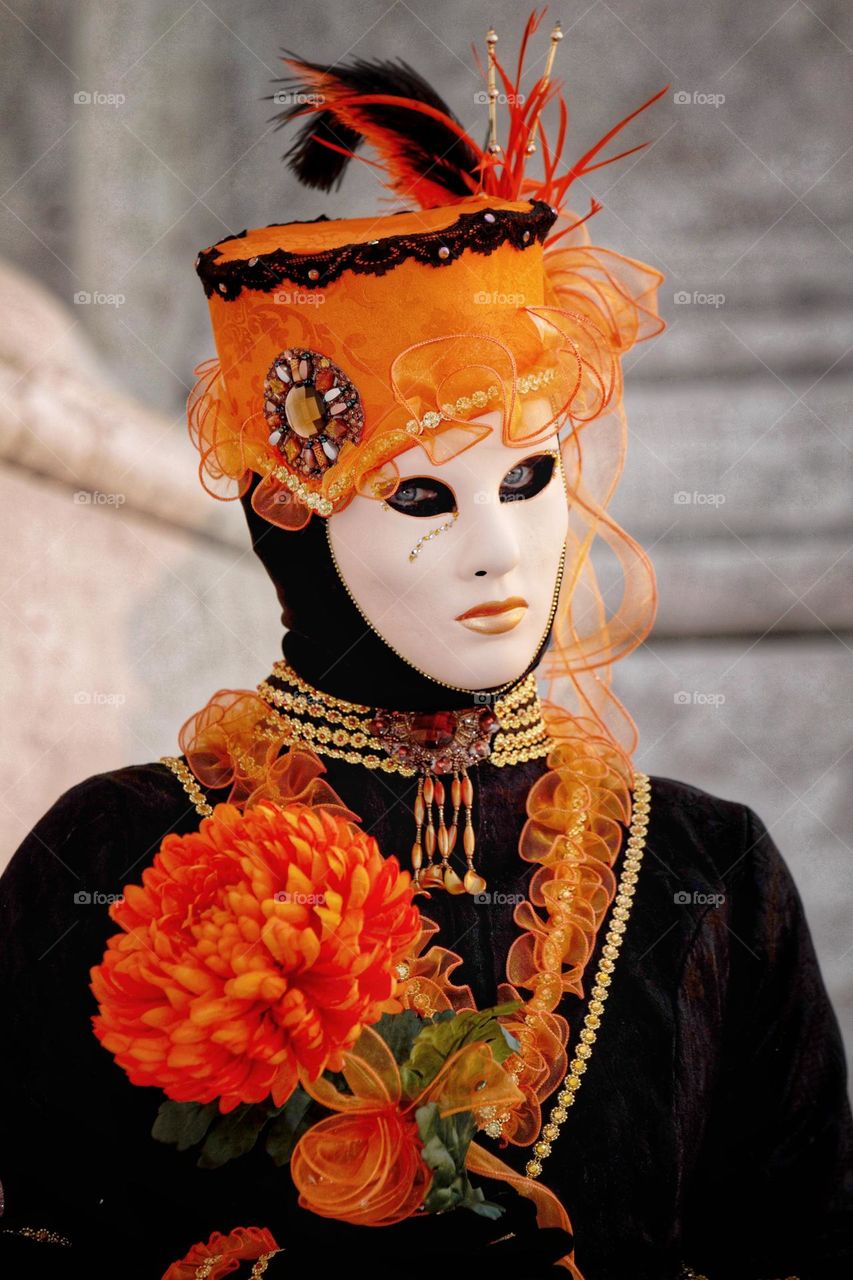 Beautiful mask and costume during Venice carnival