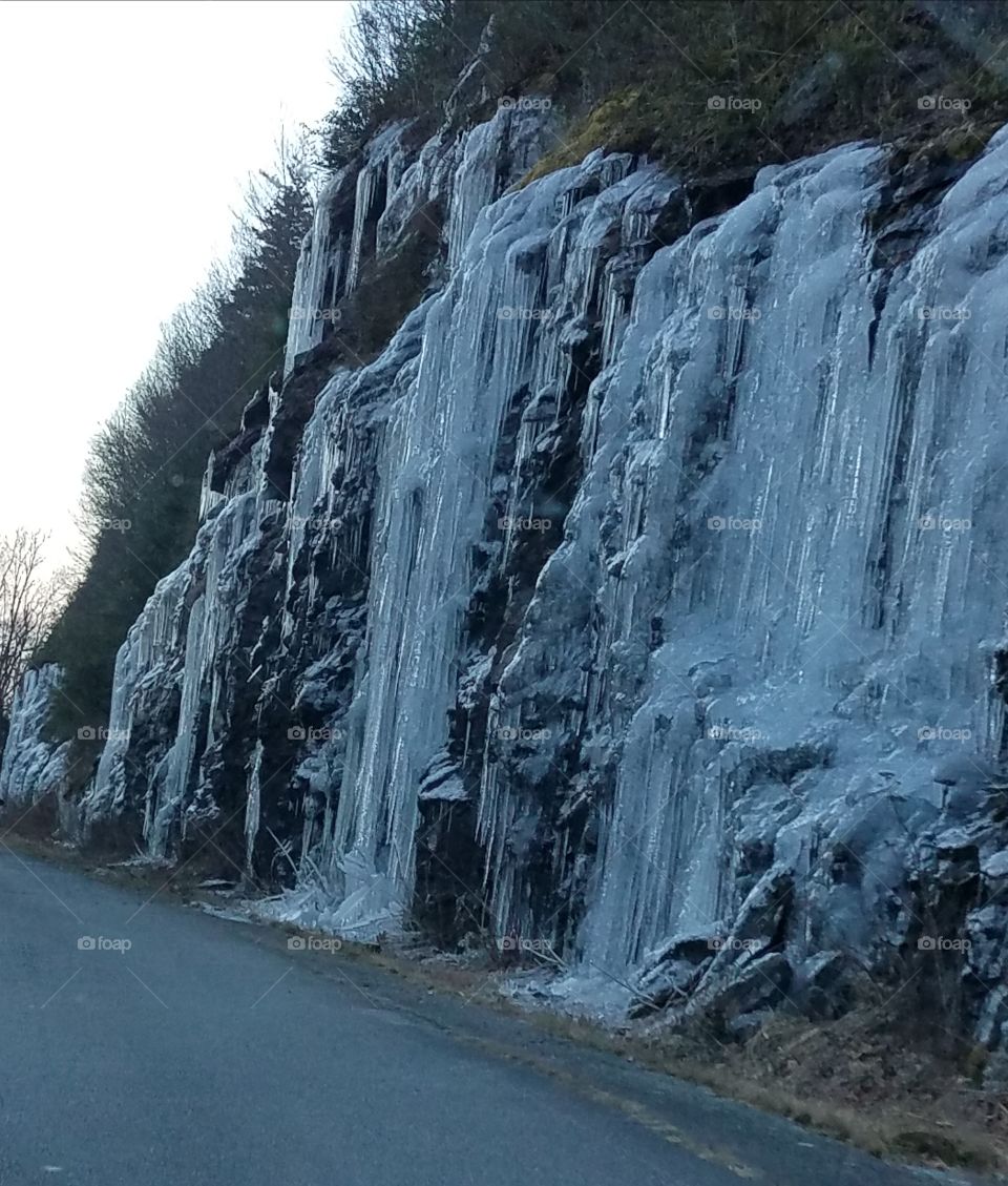 Icy Mountain Waterfall