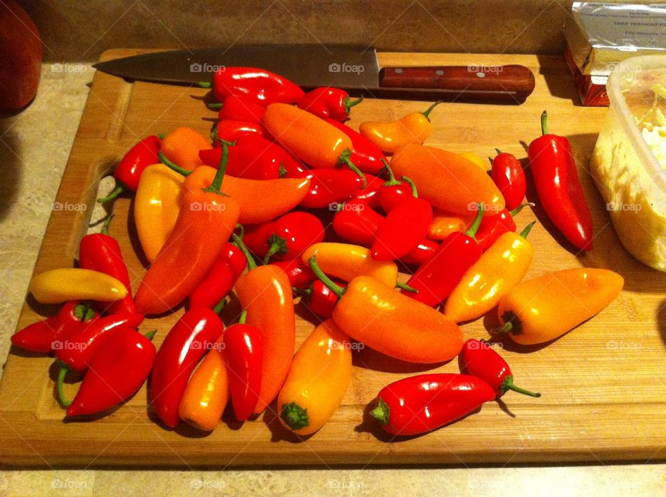 Peppers. Prepping peppers for supper