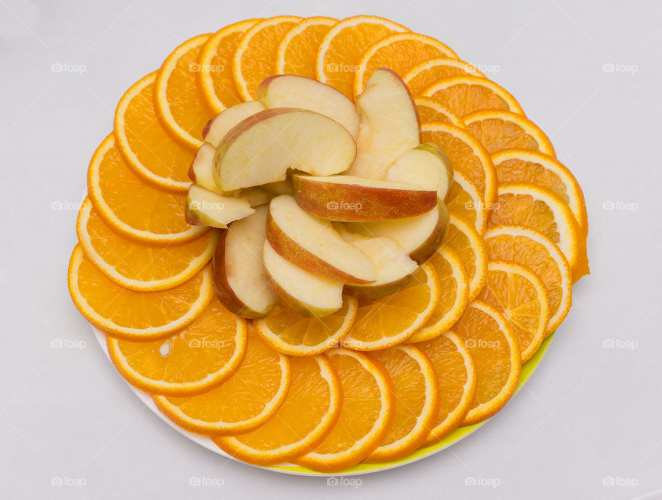 Slices orange and apple