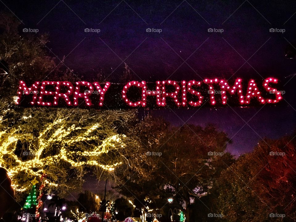 Merry Christmas light up sign with flurries 