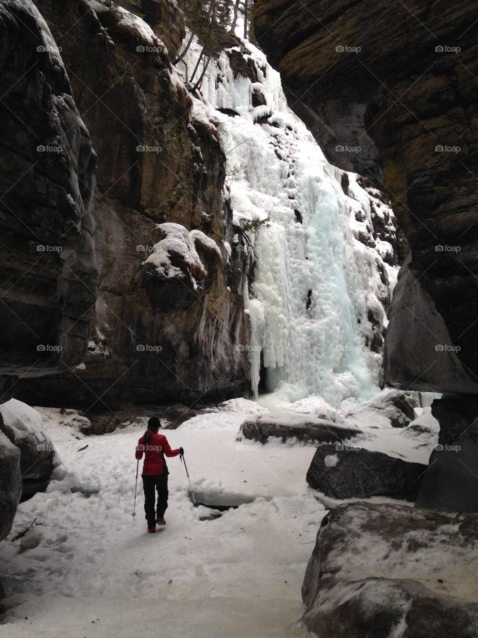 Frozen waterfall in the Johnston Canyons 