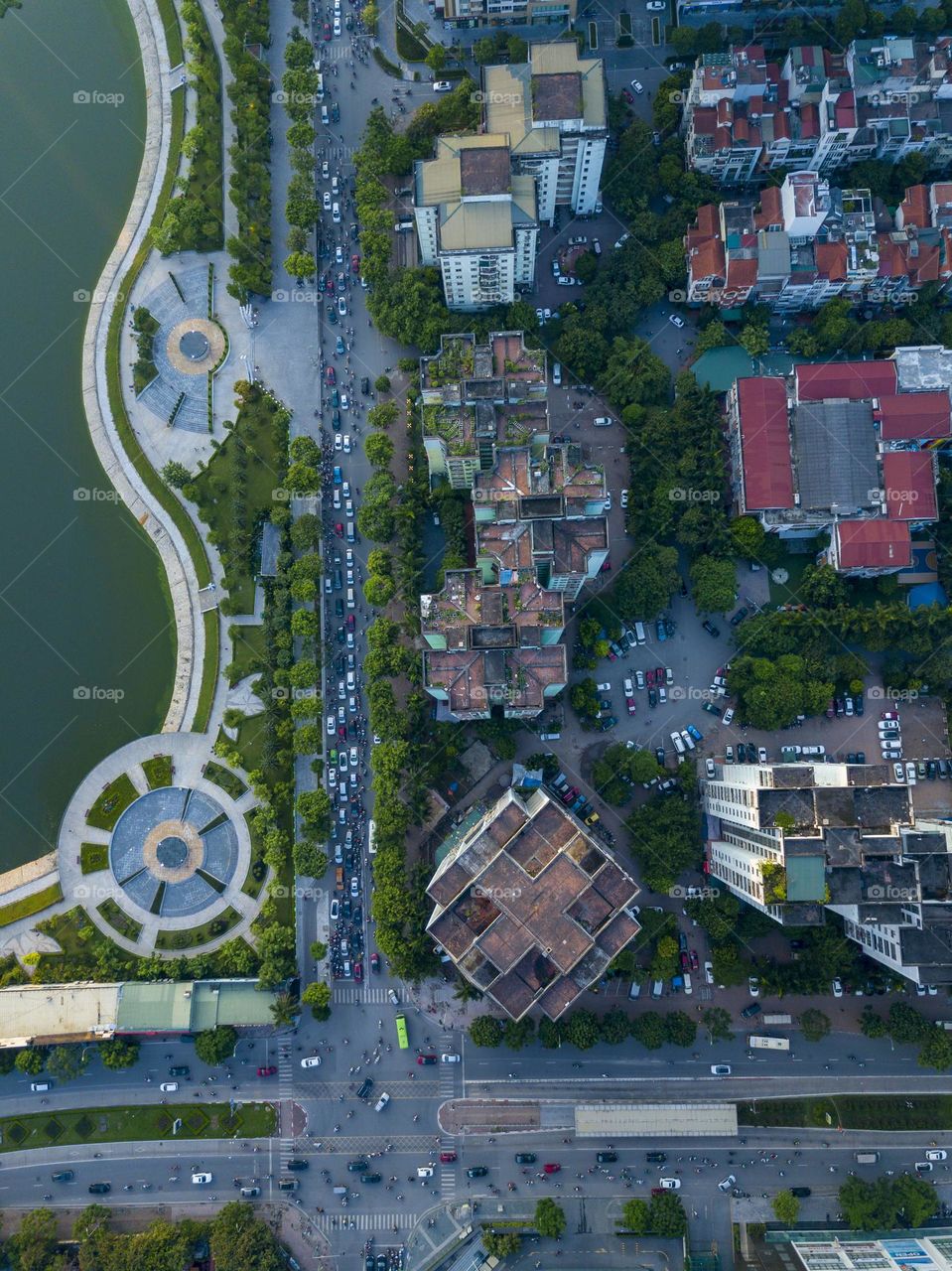 one street in Ha Noi city on rush hour