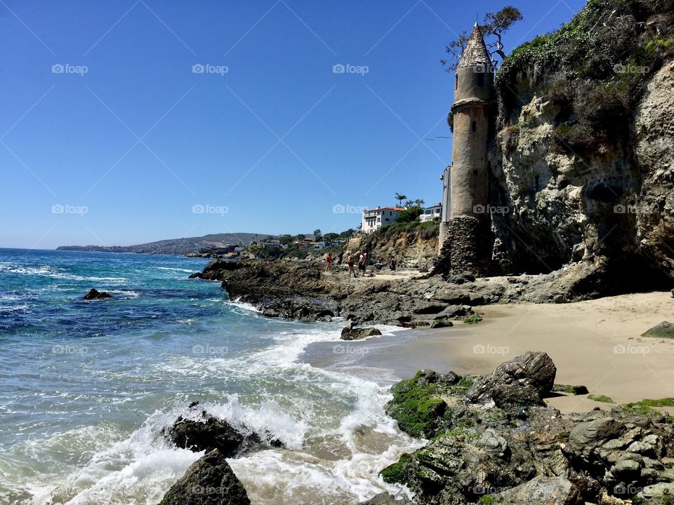 Pirate Tower at Victoria Beach in Laguna Beach, California.