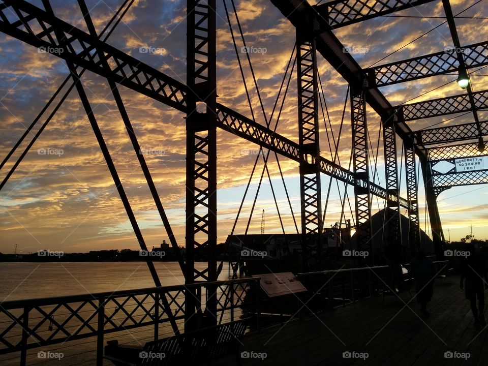View of Pittsburg bridge during sunset, Pennsylvania