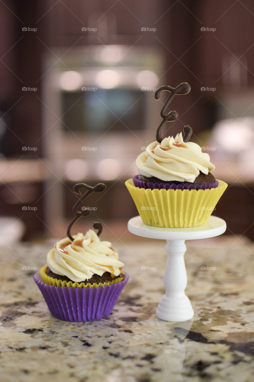 Two decorative cupcakes