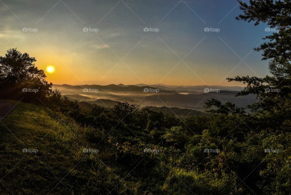 Sunrise on the Foothills Parkway in Tennessee 