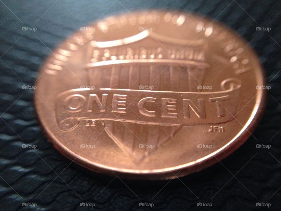 One cent penny copper reverse