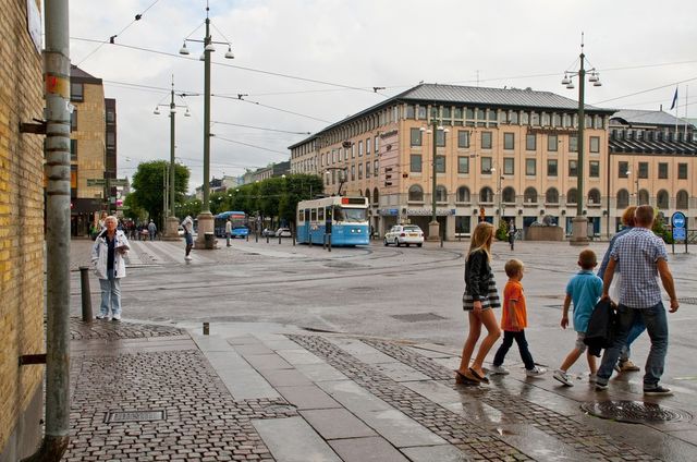Tram in city