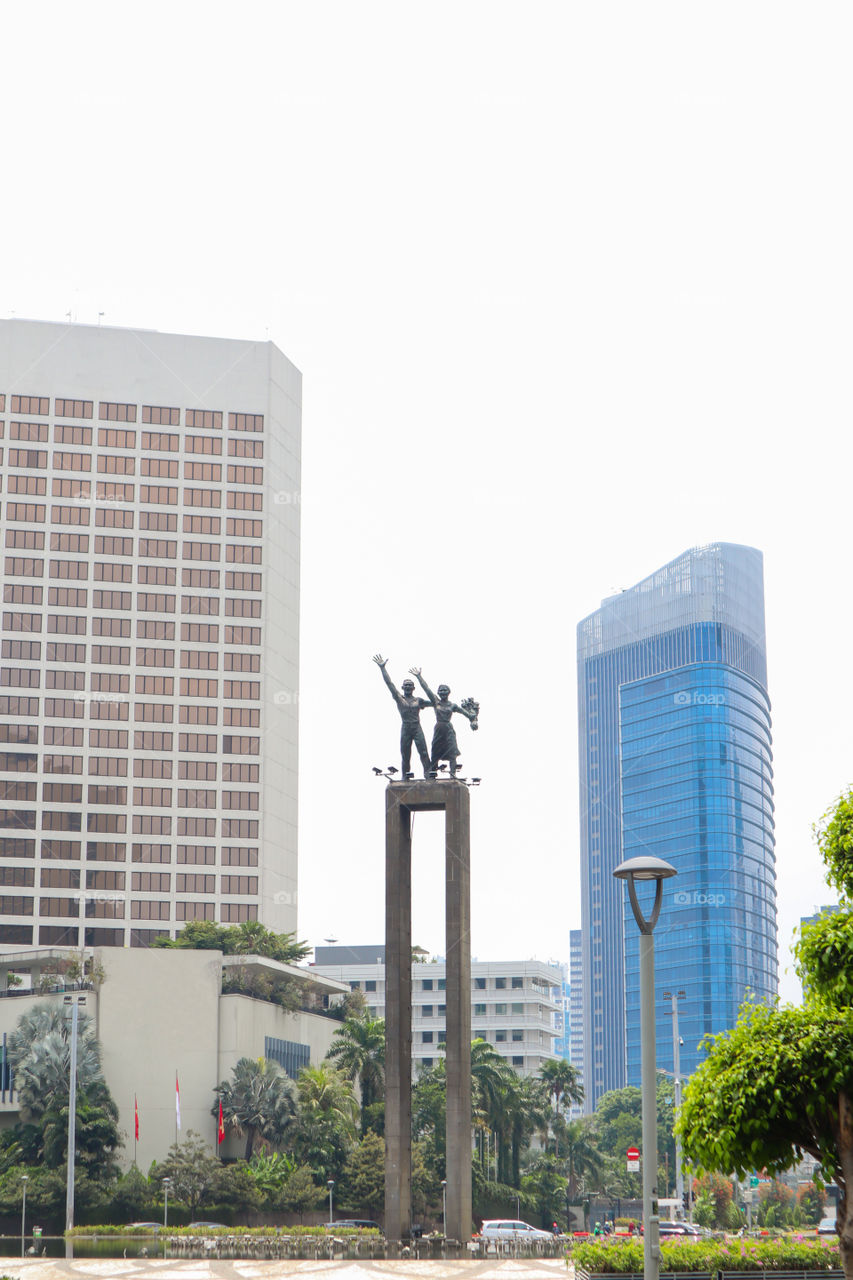 Jakarta City Landmark Called Bundaran HI During The Day