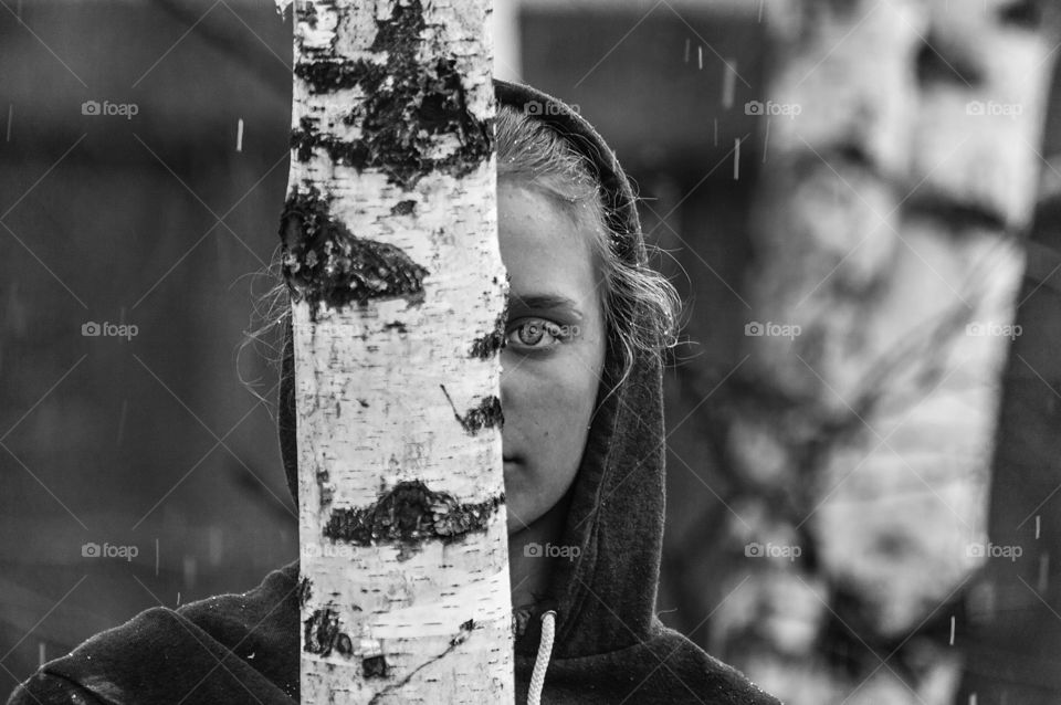 Girl among the birches
